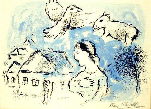 村の現代マルク・シャガール油絵
